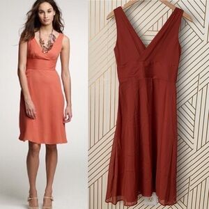 J. Crew Sophia 100% silk chiffon Tricotine Sleeveless Bridesmaid Cocktail Coral